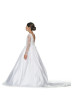 Transparent Long Sleeves Beaded White Lace Satin Flower Girl Dress